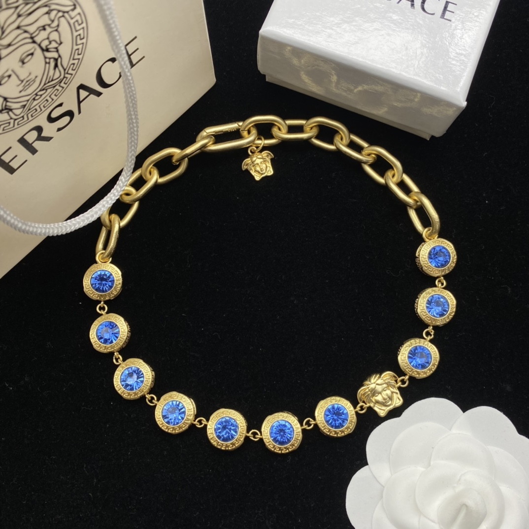 Versace  La Medusa Rhinestone Necklace - everydesigner