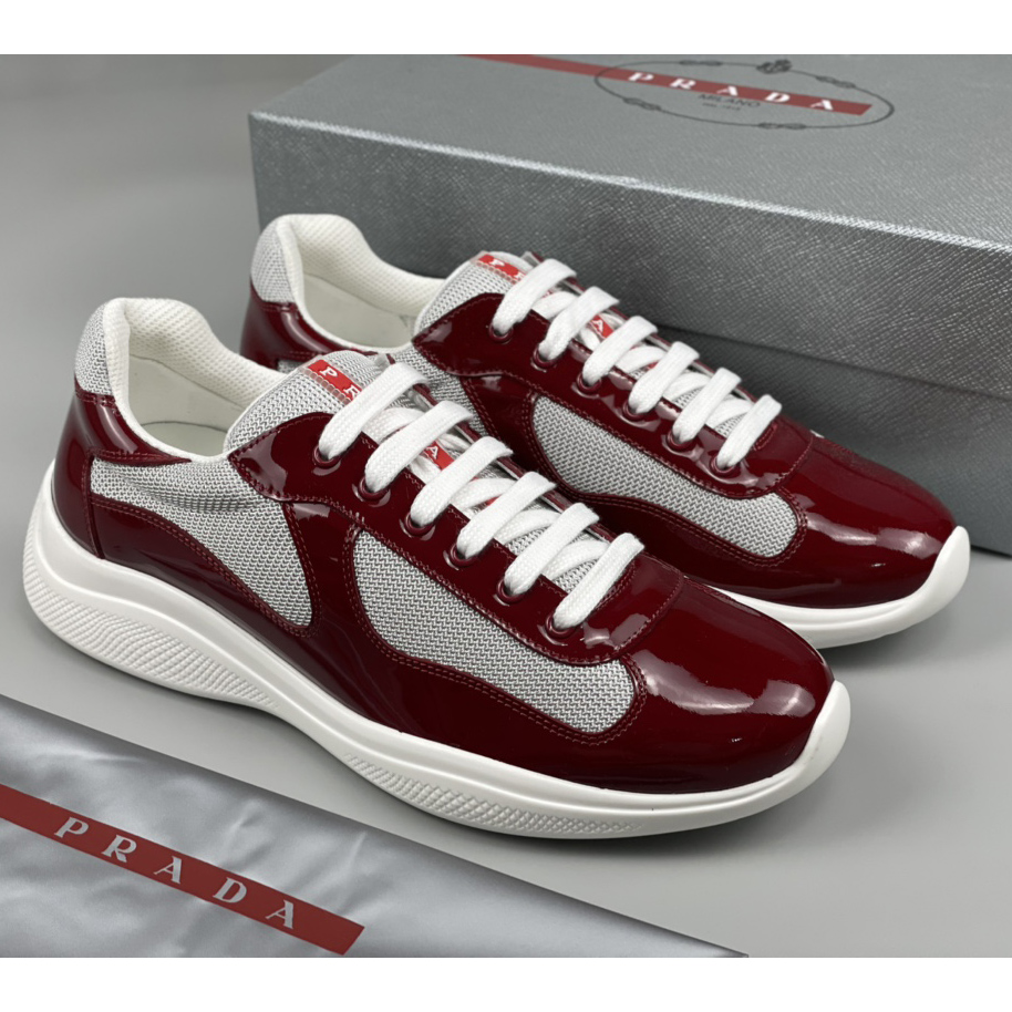 Prada Male America's Cup Sneaker In Ruby Red/White - everydesigner