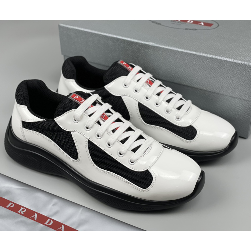 Prada Male America's Cup Sneaker In Black/White - everydesigner