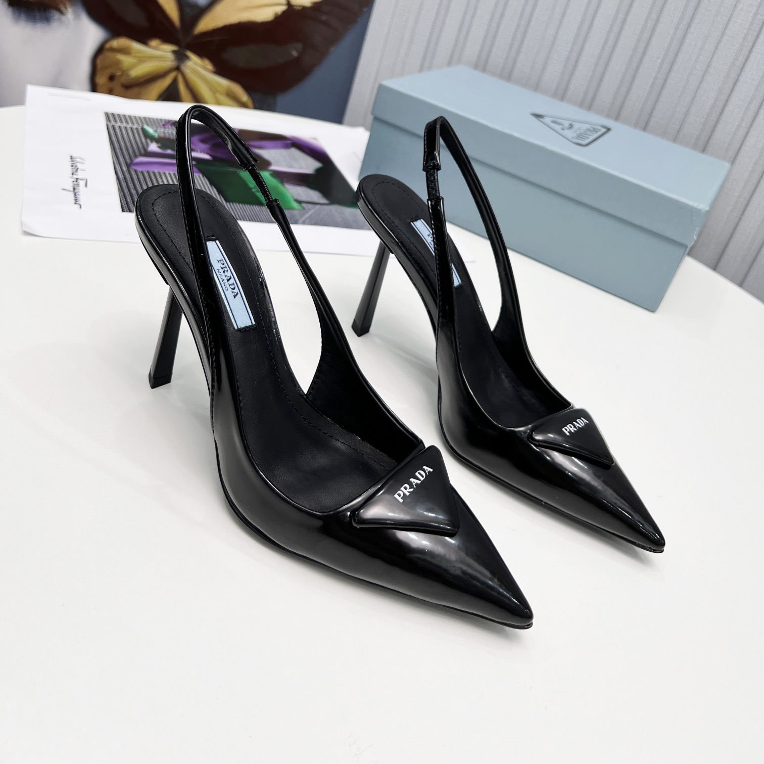 Prada Brushed Leather Slingback Pumps - everydesigner