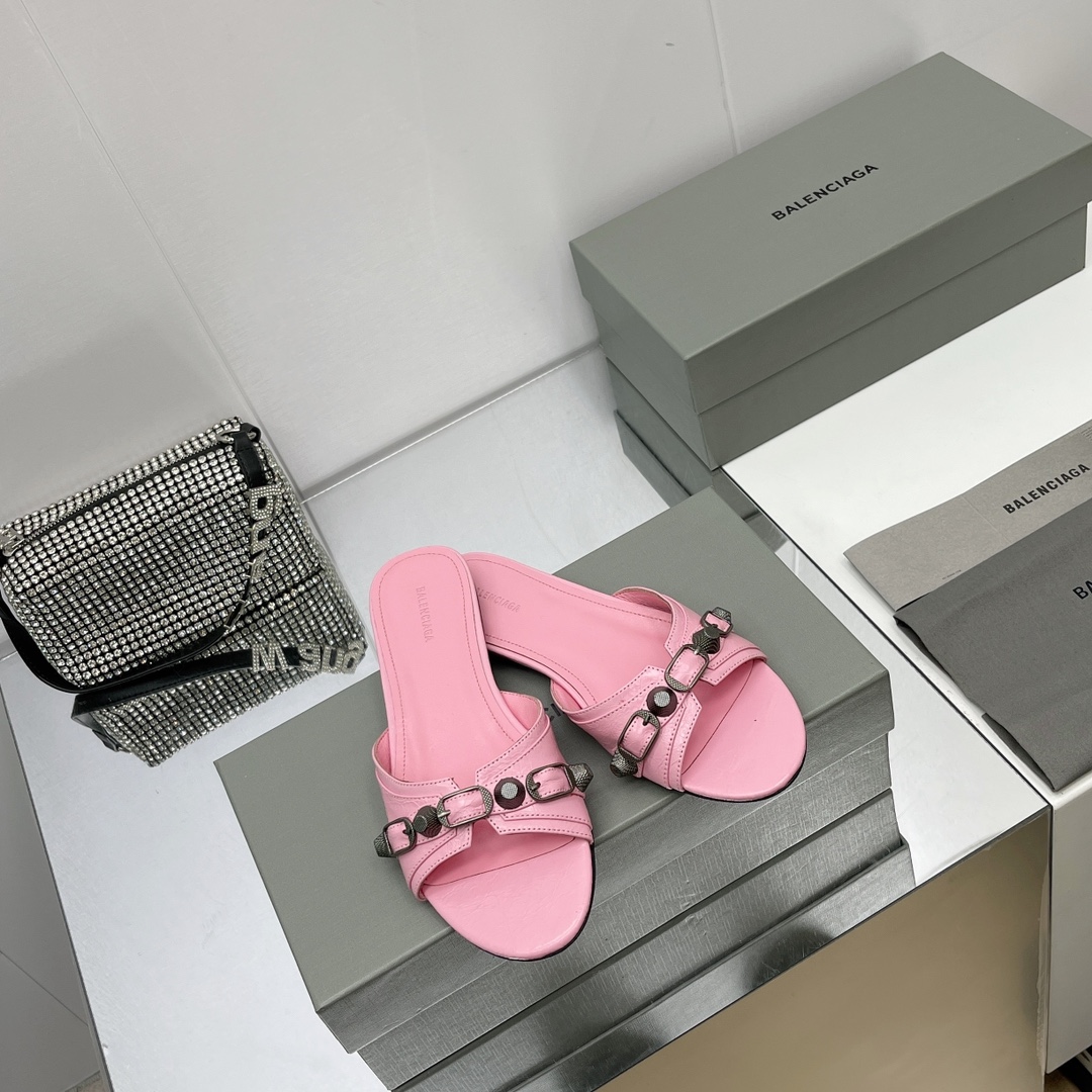 Balenciaga Cagole Sandal In Pink Arena Lambskin - everydesigner