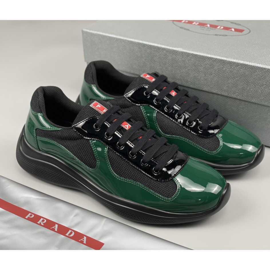 Prada Male America's Cup Sneaker In Bottle Green/Black - everydesigner