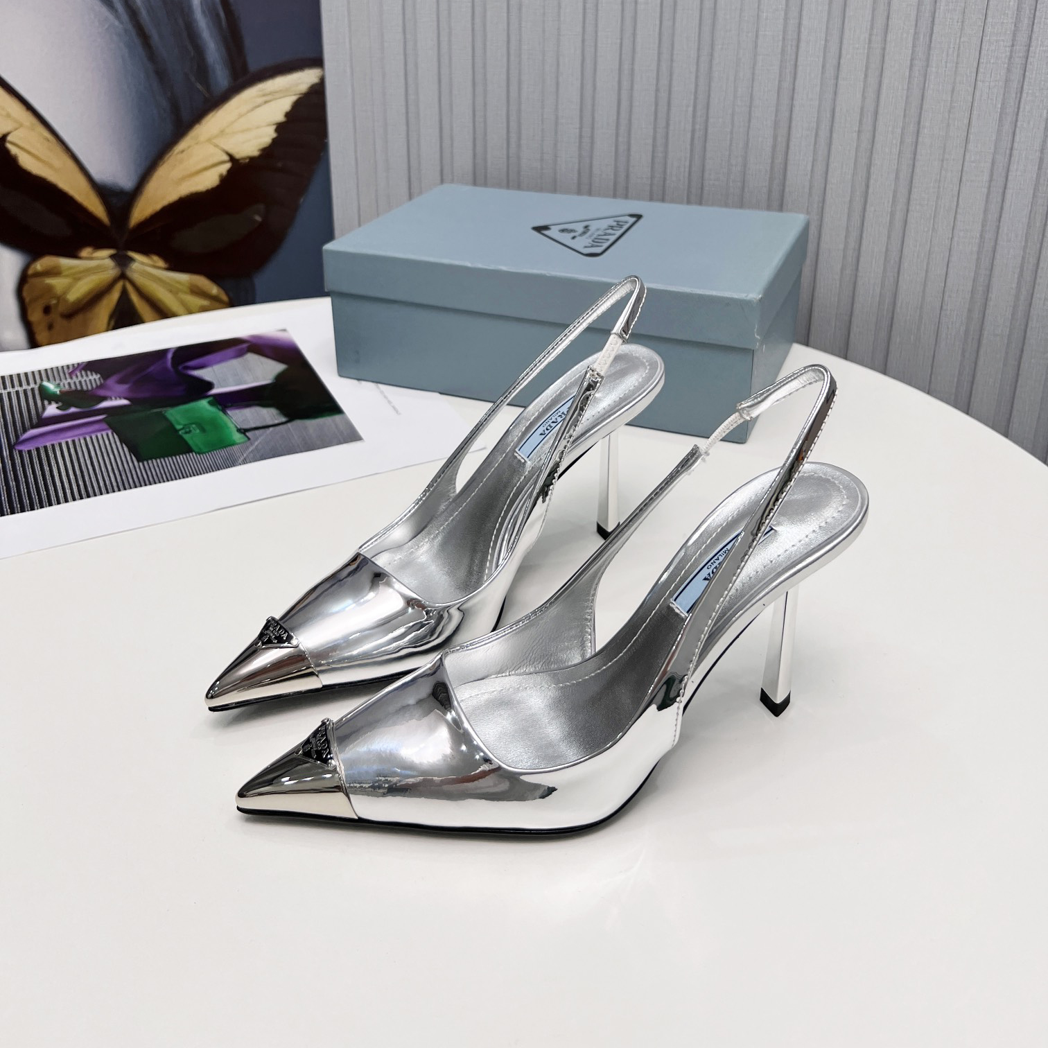 Prada Brushed Leather Slingback Pumps  - everydesigner