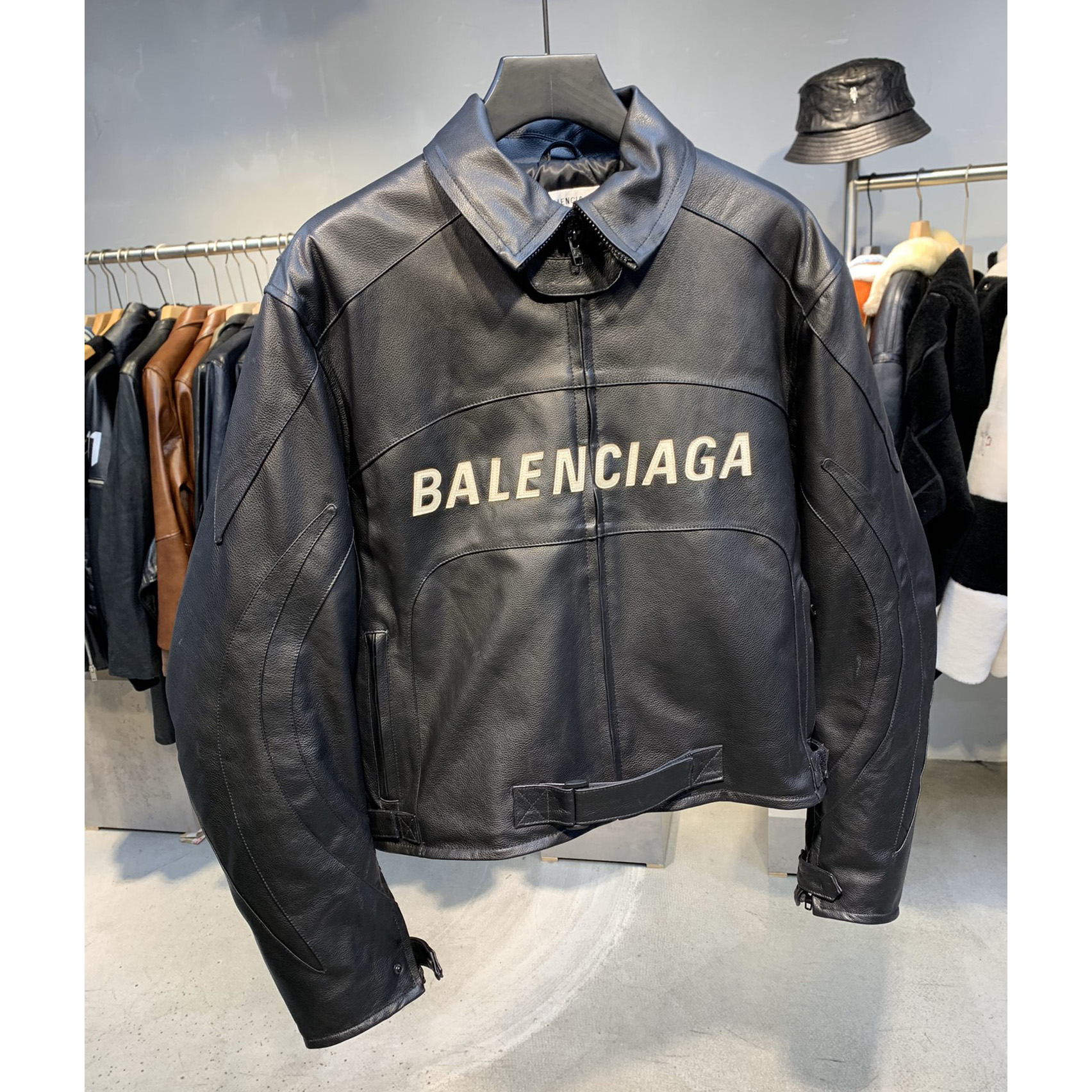 Balenciaga Upcycled Biker Jacket In Black Calfskin - everydesigner