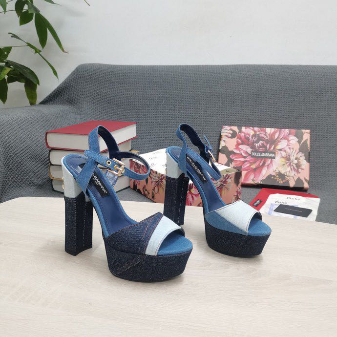 Dolce & Gabbana Runway Patchwork Denim Platform Sandals - everydesigner