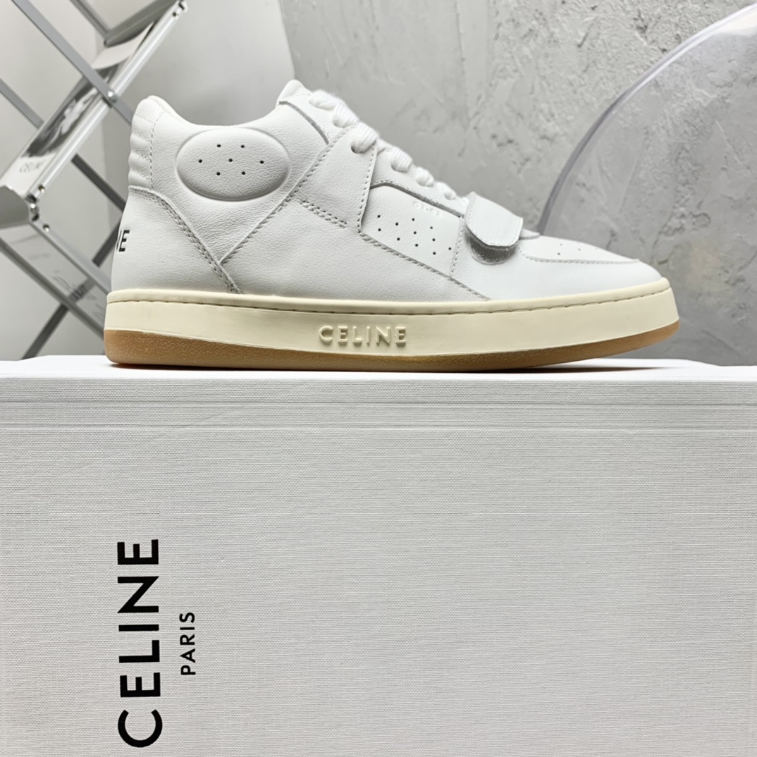 Celine CT-02 Mid Sneaker With Velcro In Calfskin - everydesigner