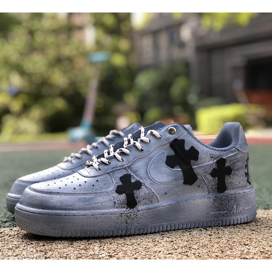 NK Air Force 1'07 Low"White/Blue/Chrome Hearts" Sneaker    - everydesigner