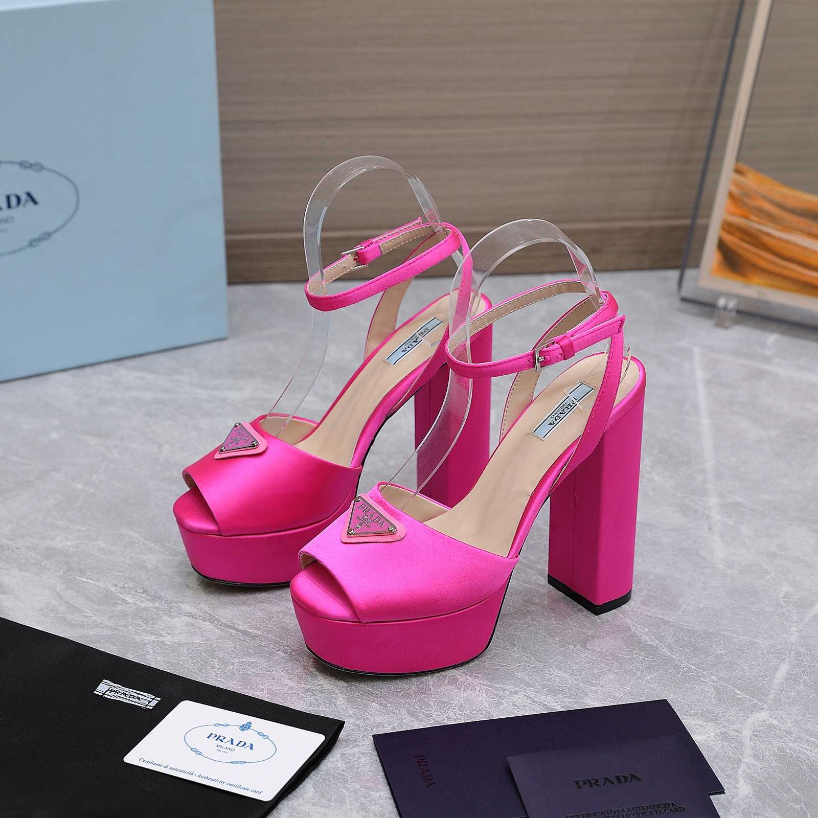 Prada High-Heeled Satin Sandals - everydesigner