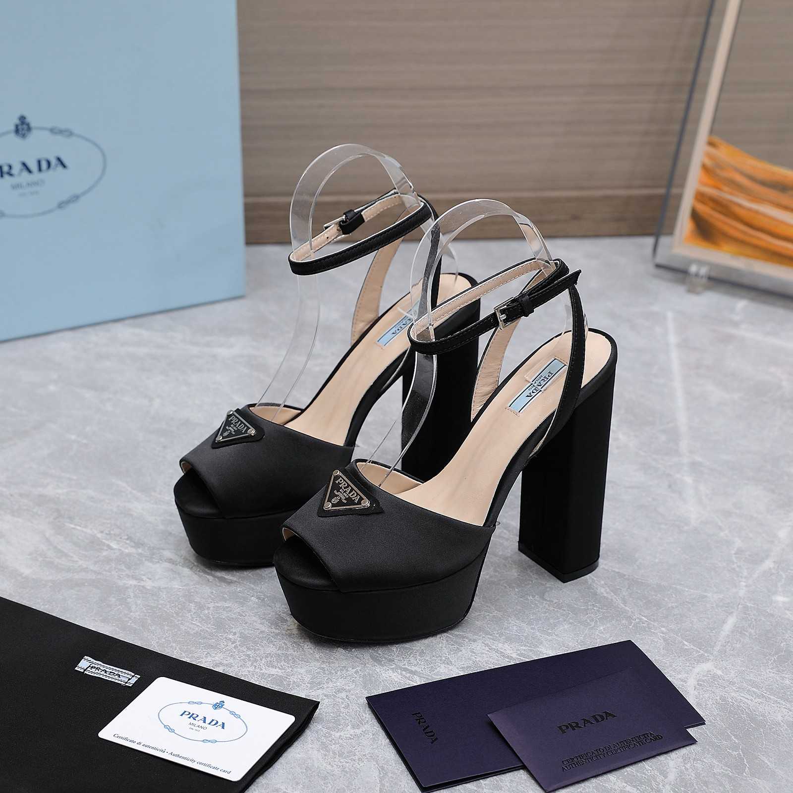 Prada High-Heeled Satin Sandals - everydesigner