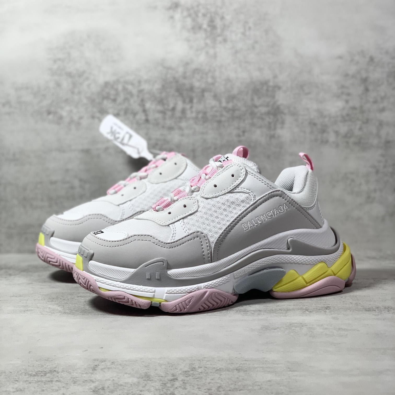 Balenciaga Triple S Sneaker In Grey, White, Light Yellow, Light Pink And Light Nlue Double Foam And Mesh - everydesigner