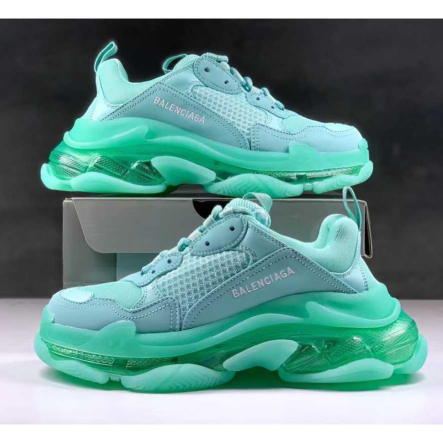 Balenciaga Triple S Clear Sole Sneaker In Light Blue Double Foam And Mesh - everydesigner