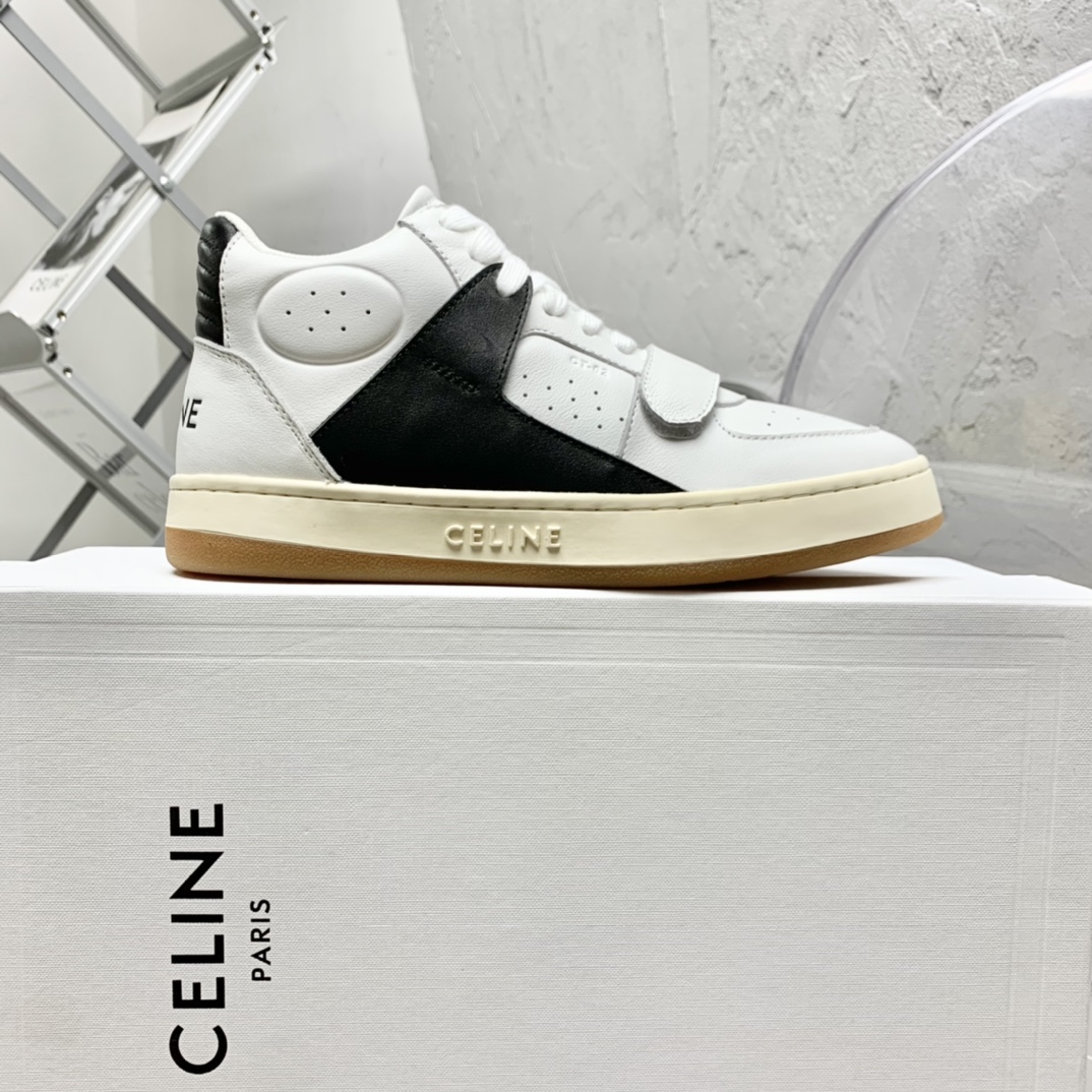 Celine CT-02 Mid Sneaker With Velcro In Calfskin - everydesigner