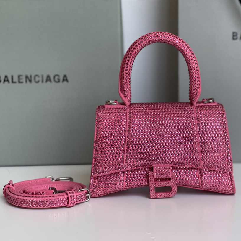 Balenciaga Hourglass XS Handbag With Rhinestones(19-8-21cm) - everydesigner