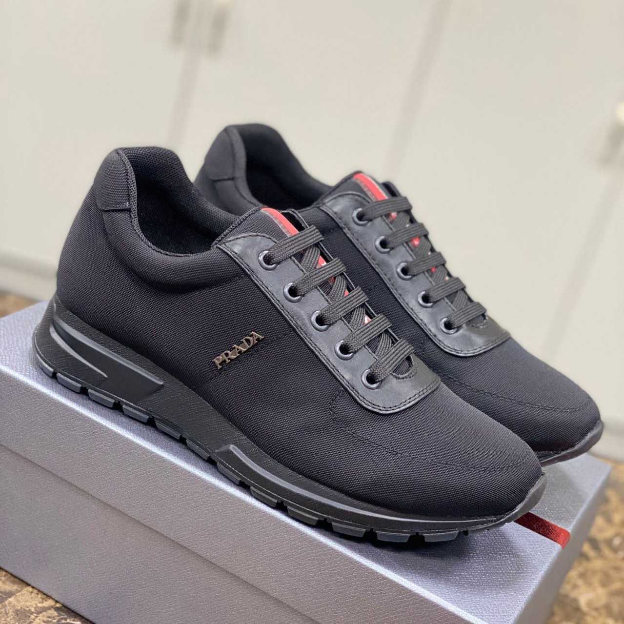 Prada Nylon And Leather Sneakers - everydesigner