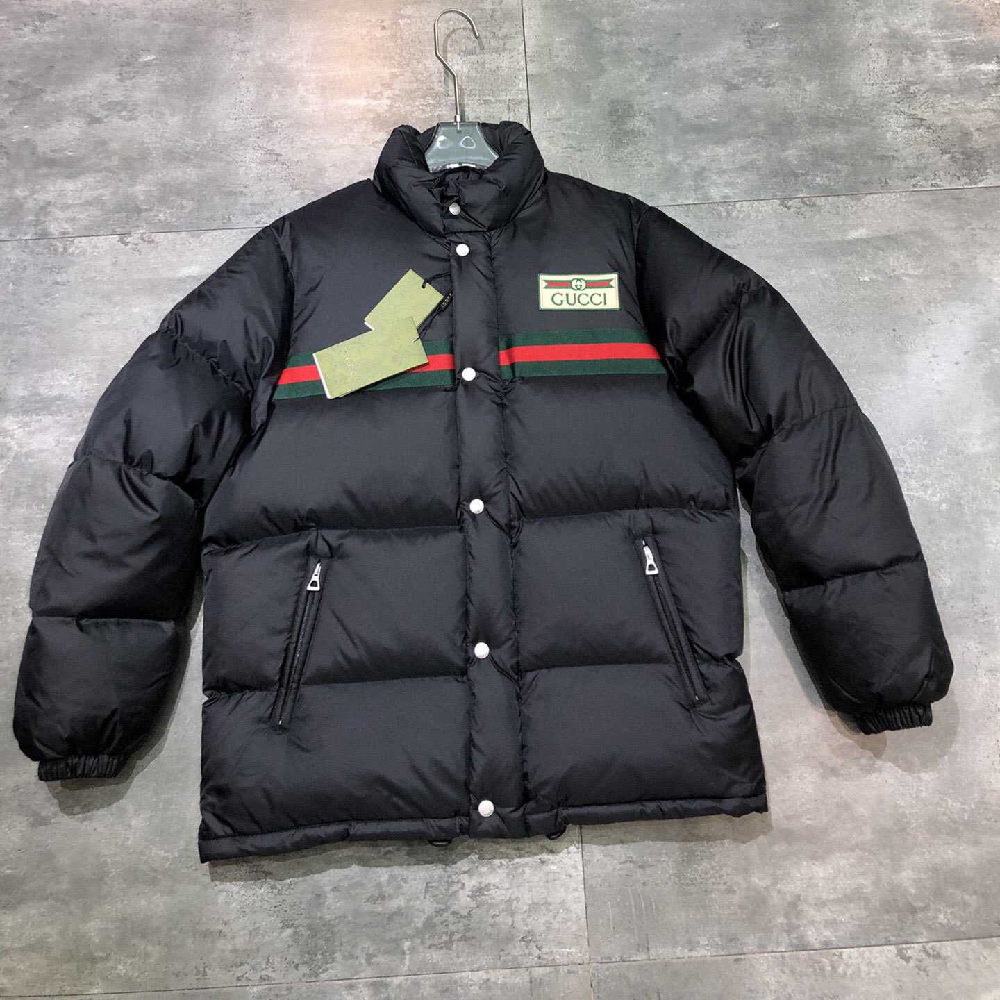 Gucci Padded Nylon Bomber Jacket With Web - everydesigner