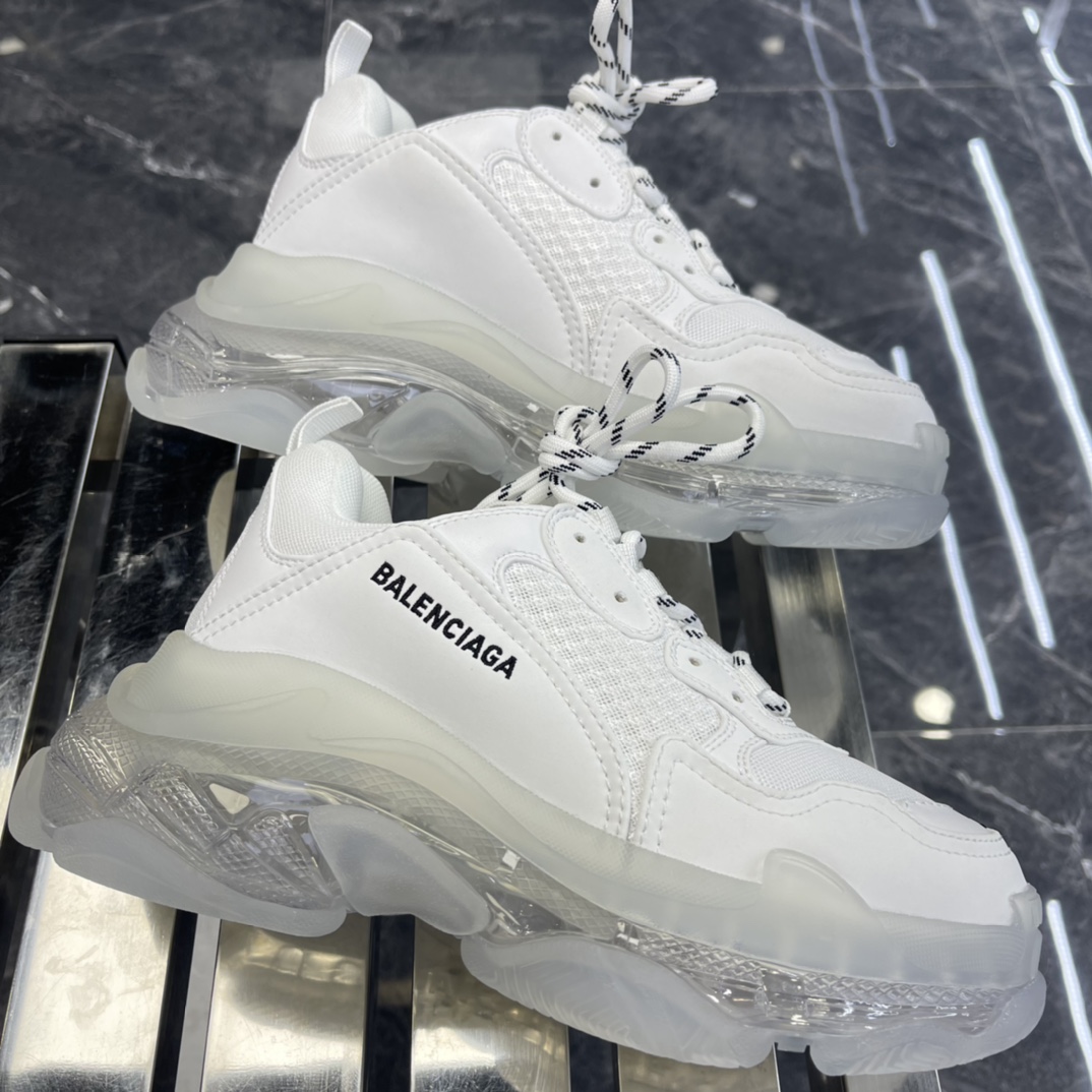 Balenciaga Triple S Sneaker Clear Sole In White Double Foam And Mesh - everydesigner