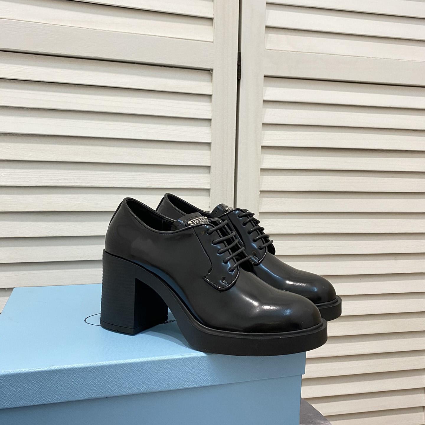 Prada Heeled Brushed Leather Lace-Ups - everydesigner