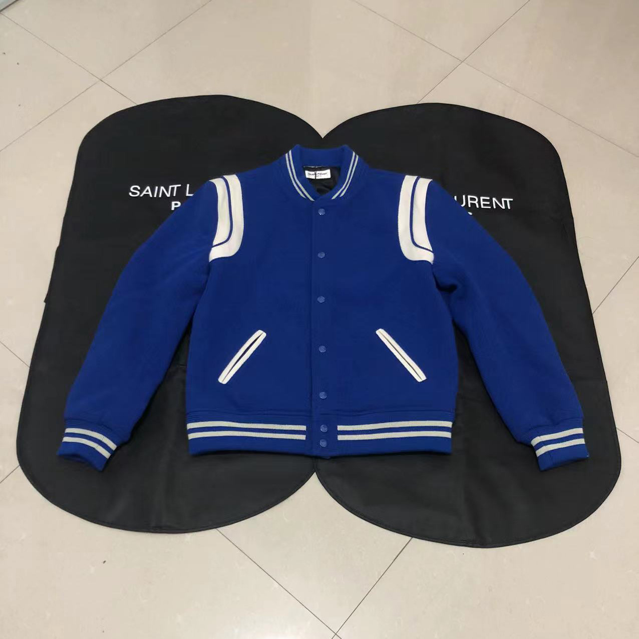 Saint Laurent Varsity Classic Teddy Bomber Jacket - everydesigner