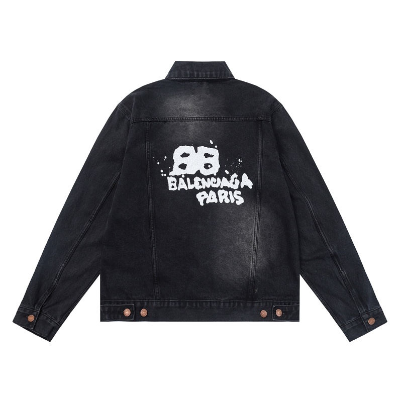 Balenciaga Hand Drawn BB Icon Oversized Jacket In Black - everydesigner