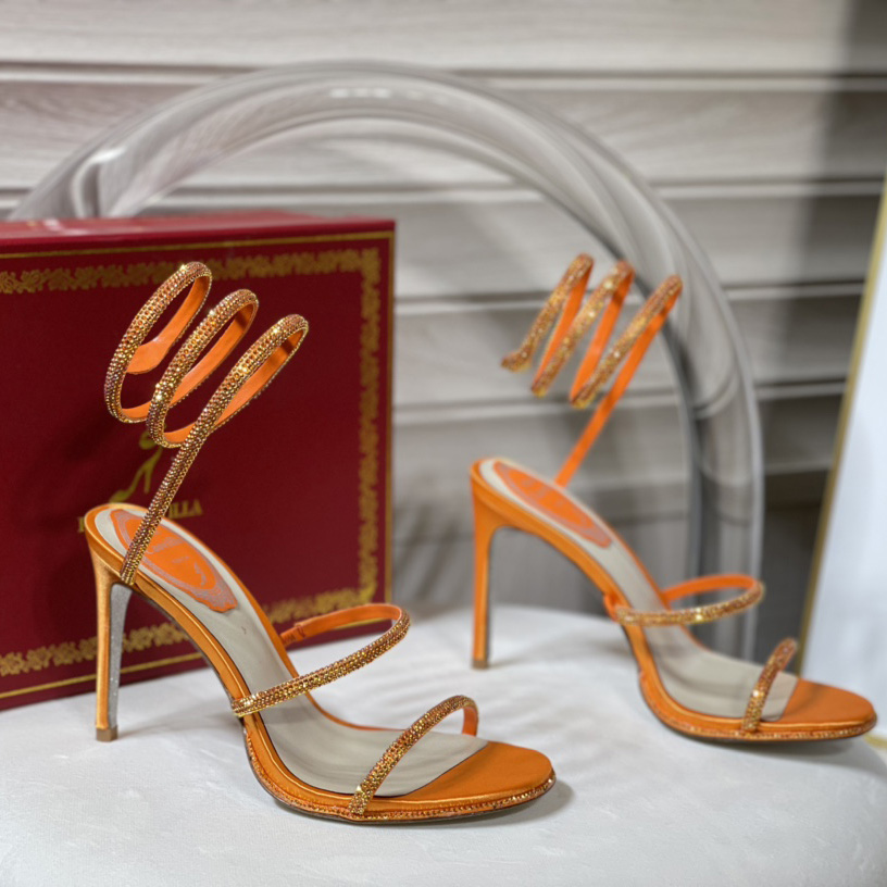 Rene Caovilla Cleo Crystal Orange Sandal - everydesigner