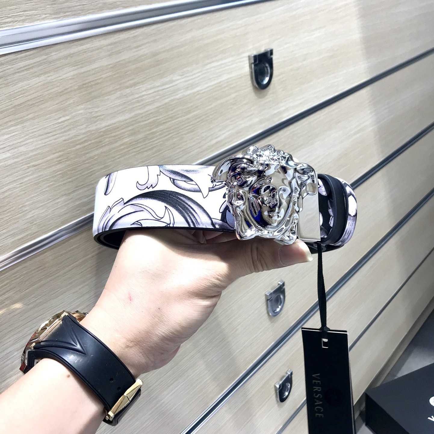 Versace La Medusa Silver Baroque Reversible Belt - everydesigner