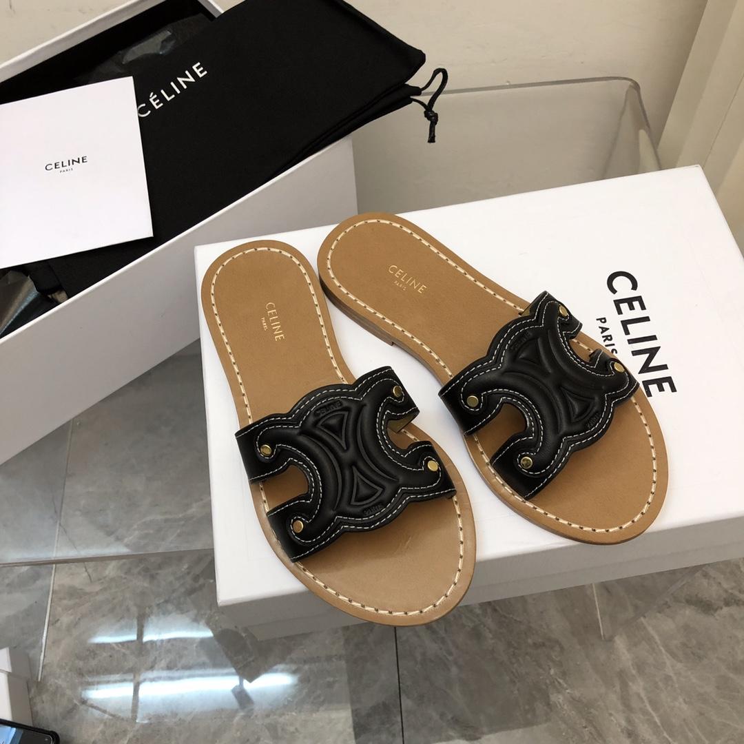 Celine Triomphe Mule In Calfskin - everydesigner