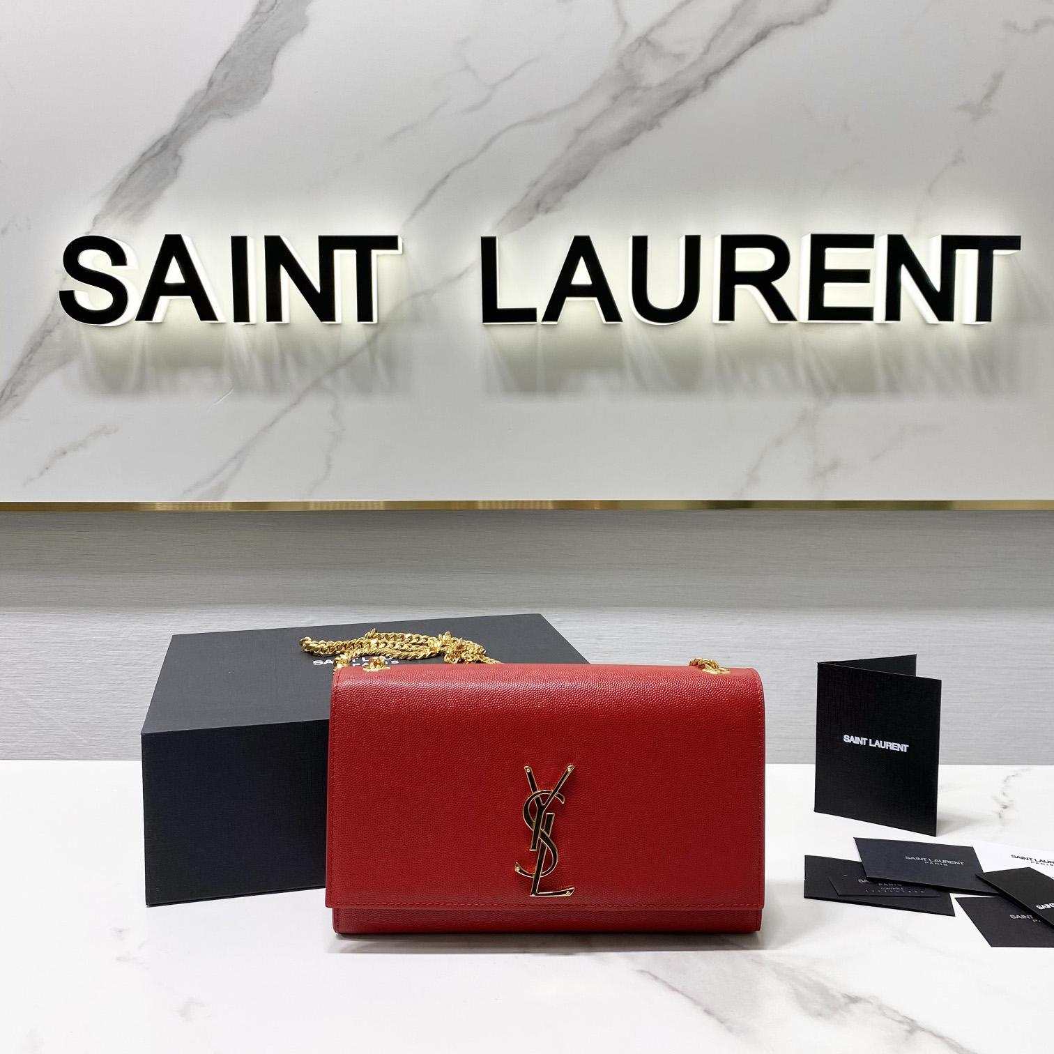 Saint Laurent Kate Medium Chain Bag In Grain De Poudre Embossed Leather - everydesigner