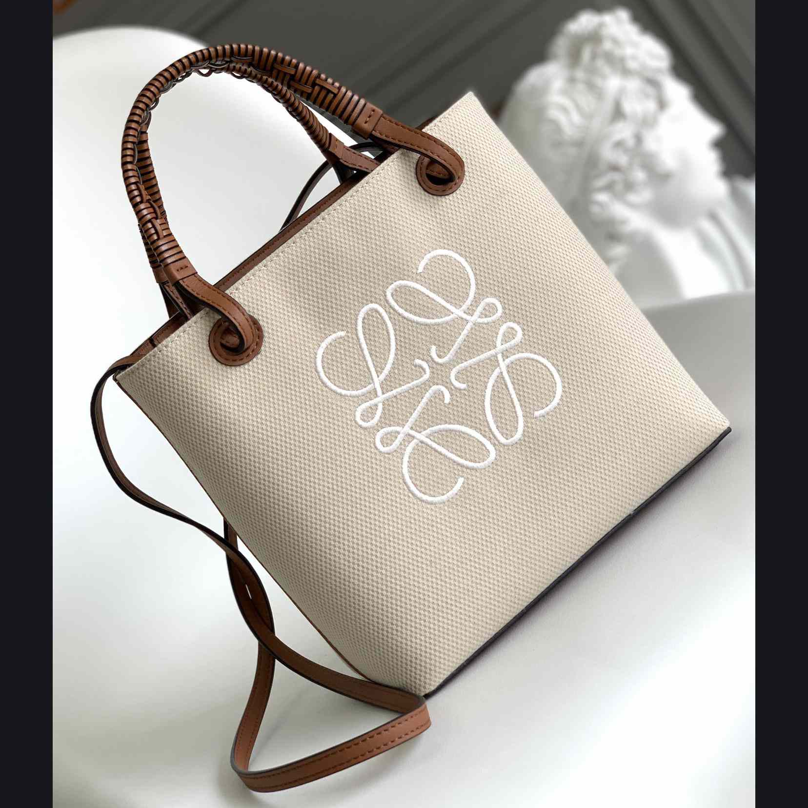 Loewe Mini Anagram Tote Bag In Jacquard And Calfskin - everydesigner