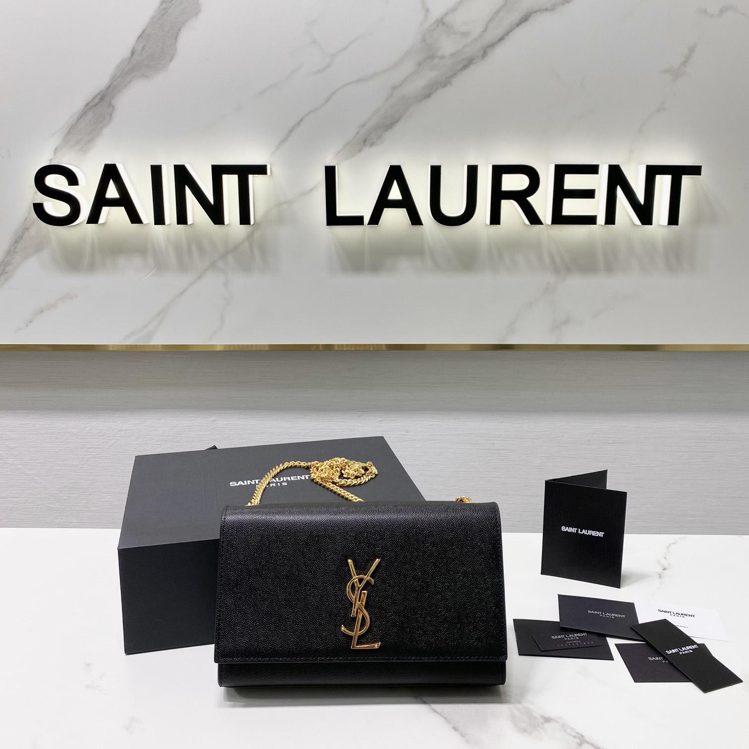 Saint Laurent Kate Medium Chain Bag In Grain De Poudre Embossed Leather - everydesigner