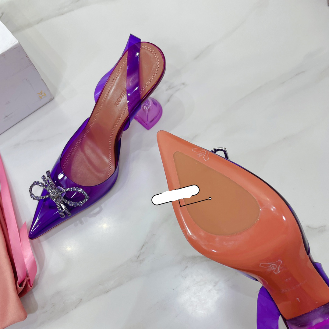 Amina Muaddi Rosie Clear Pointed Toe Pumps - everydesigner