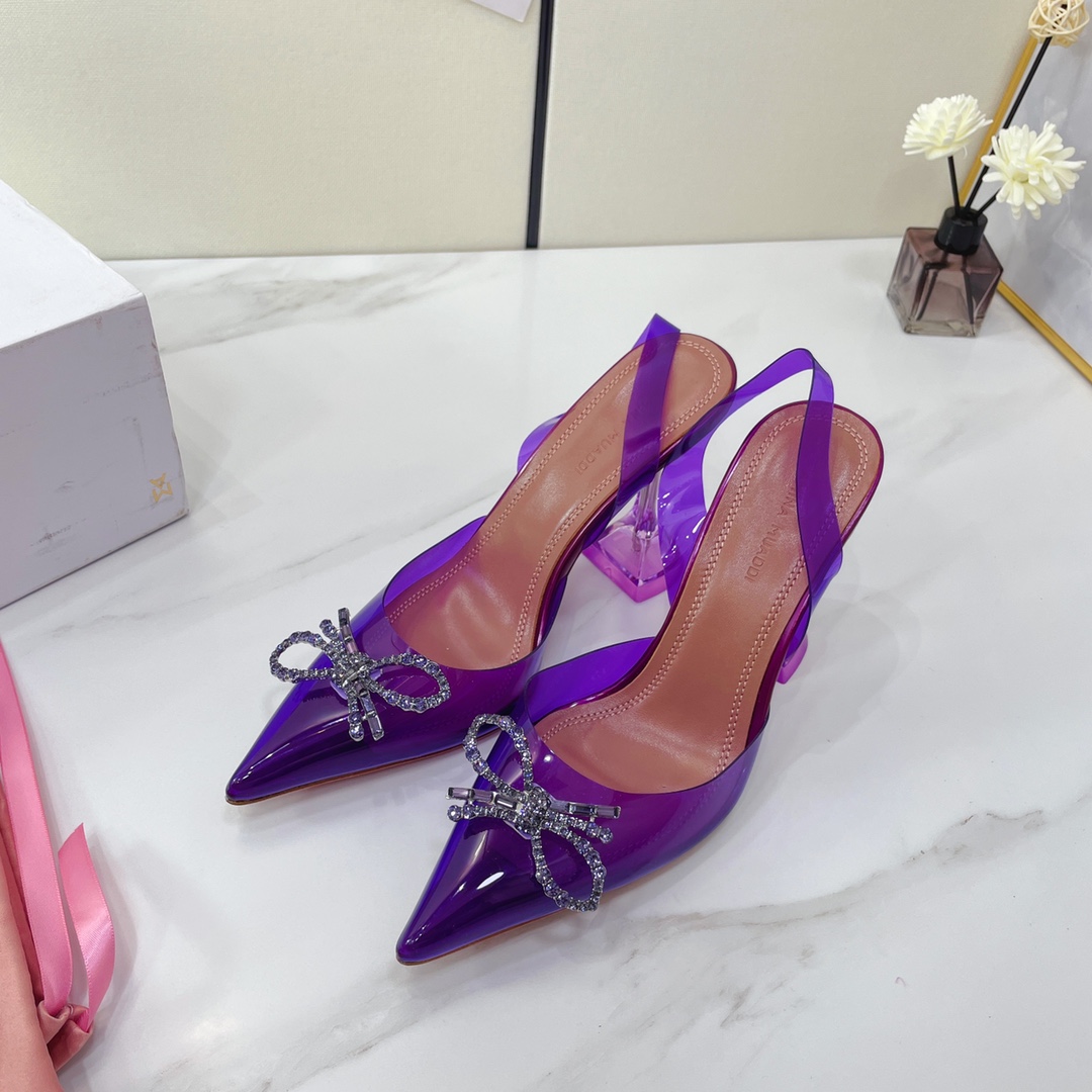 Amina Muaddi Rosie Clear Pointed Toe Pumps - everydesigner