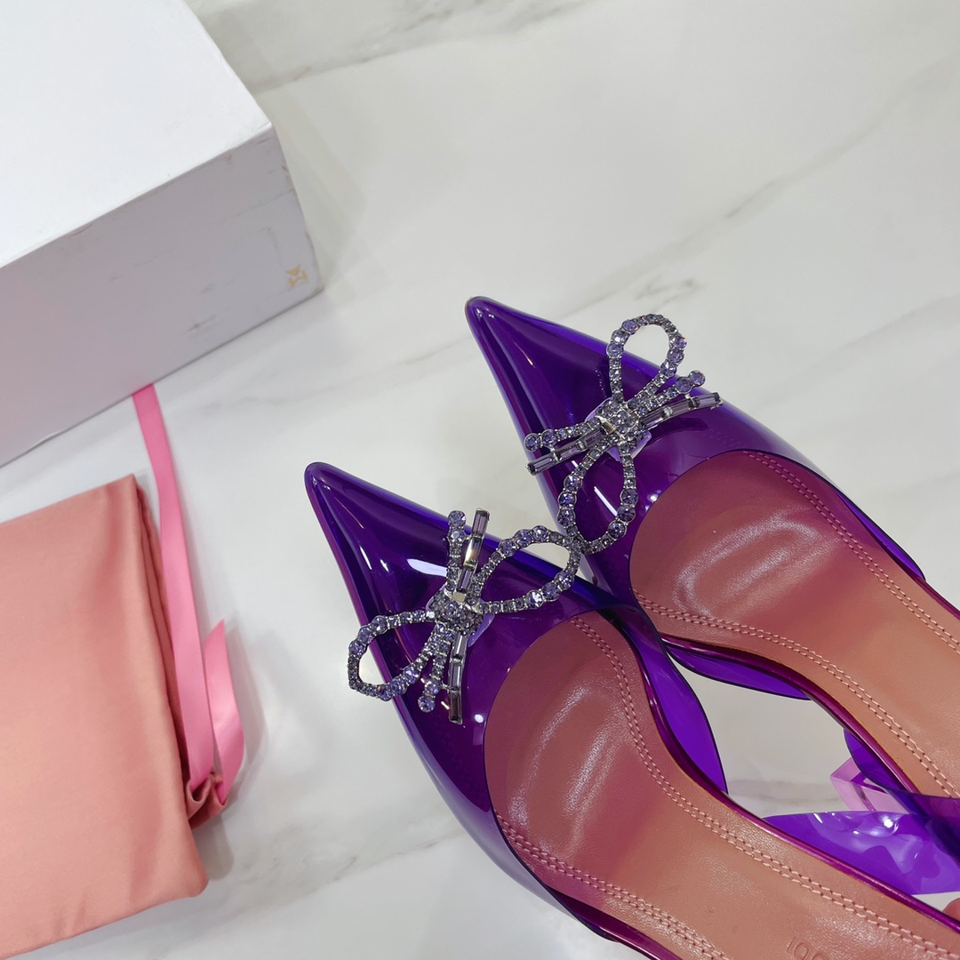 Amina Muaddi Rosie Clear Pointed Toe Pumps - everydesigner