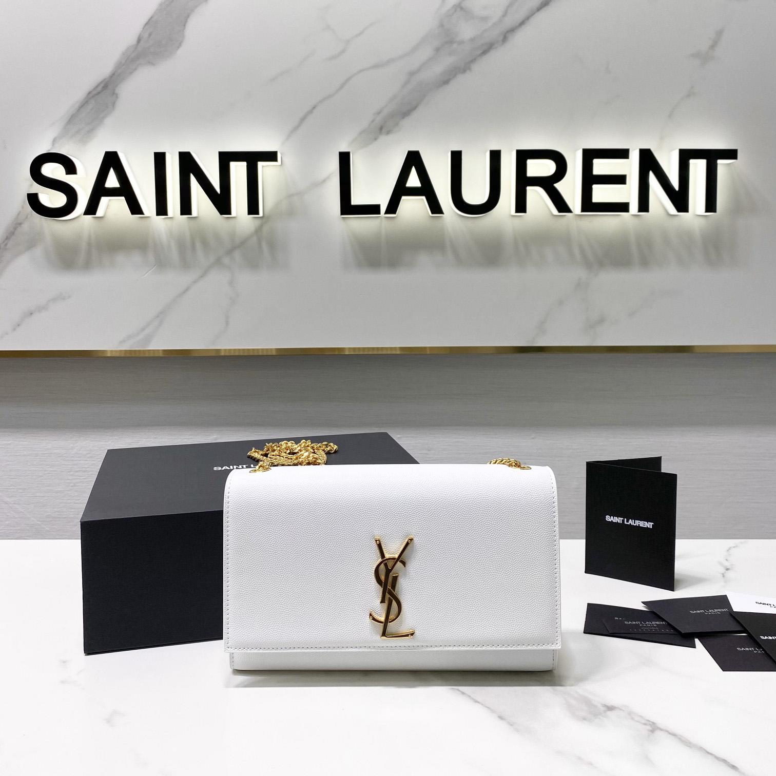 Saint Laurent Kate Medium Chain Bag In Grain De Poudre Embossed Leather - everydesigner