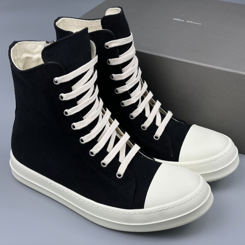 Rick Owens Black Suede High Sneakers - everydesigner