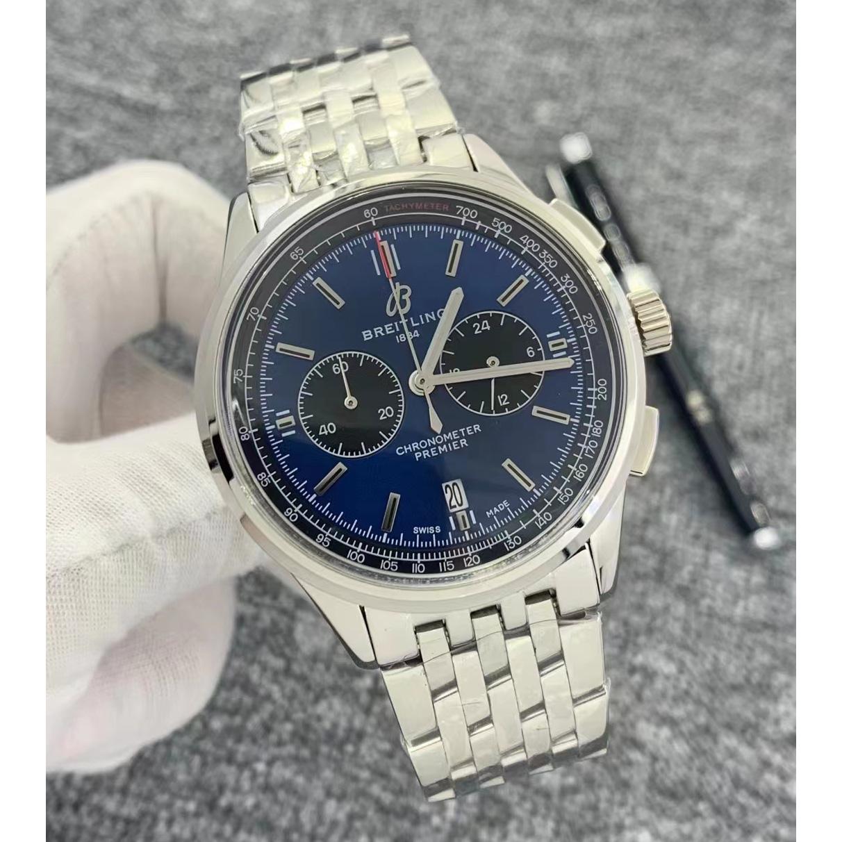 Breitling Premier B01 Chronograph 42 Blue Dial Stainless Steel Men's Watch  - everydesigner