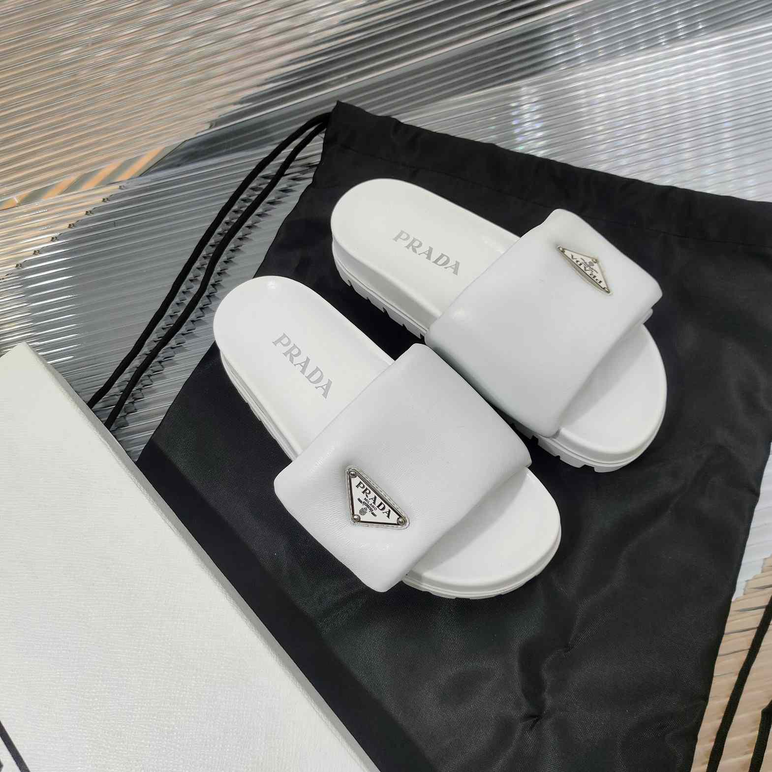 Prada Soft Padded Nappa Leather Slides - everydesigner