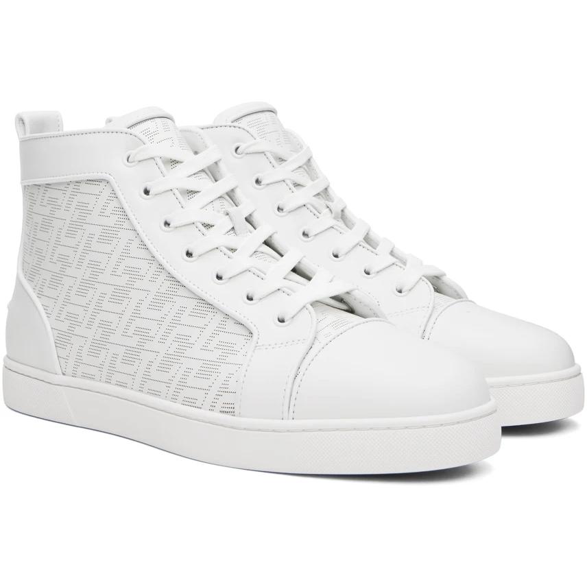 Christian Louboutin High-Top Sneakers - Perforated Calf Leather Techno CL And Nappa Leather - Bianco - everydesigner