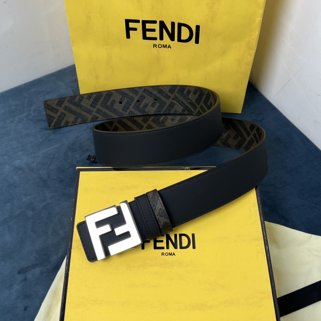 Fendi Reversible Black Leather Belt  - everydesigner