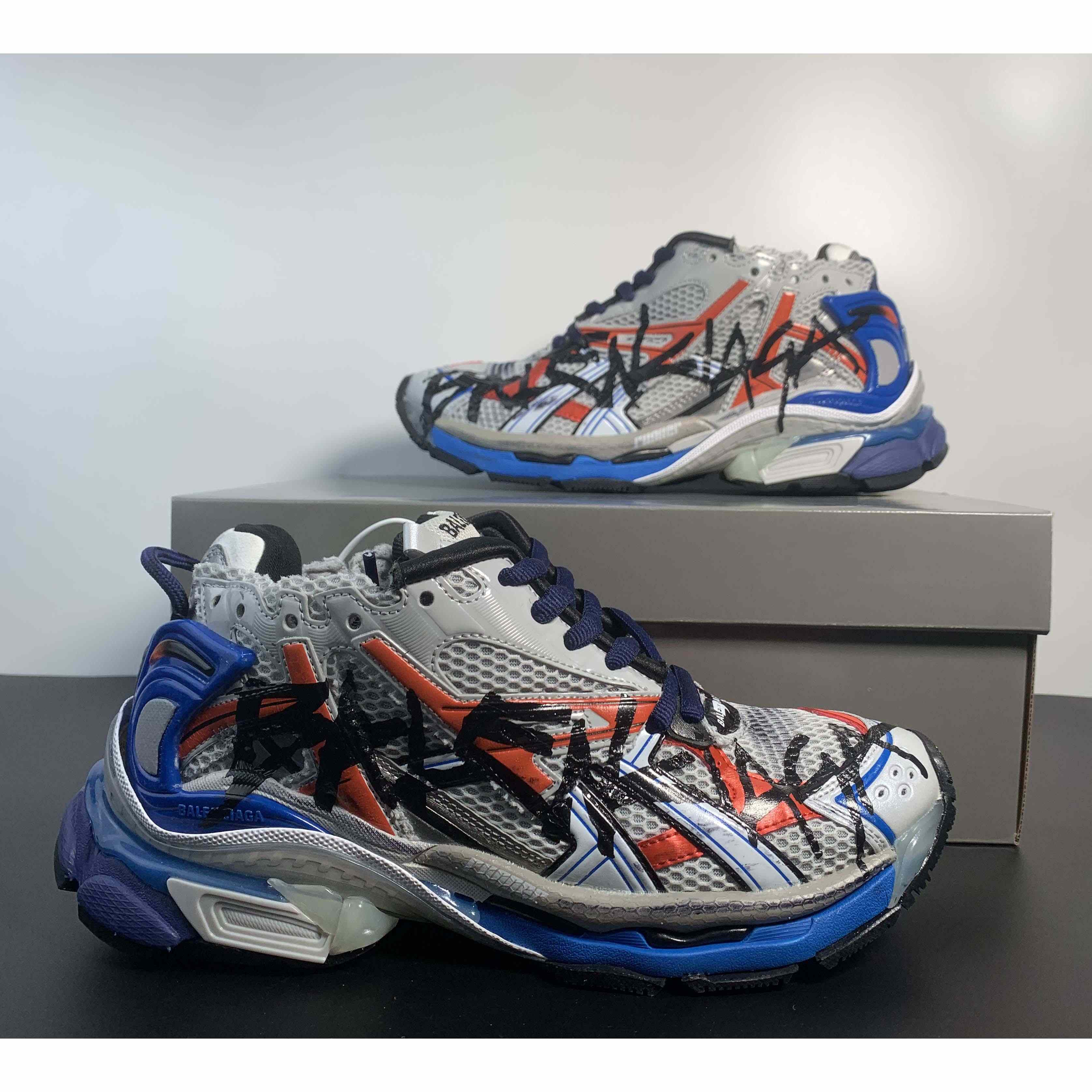 Balenciaga Runner Graffiti Sneaker In Blue - everydesigner