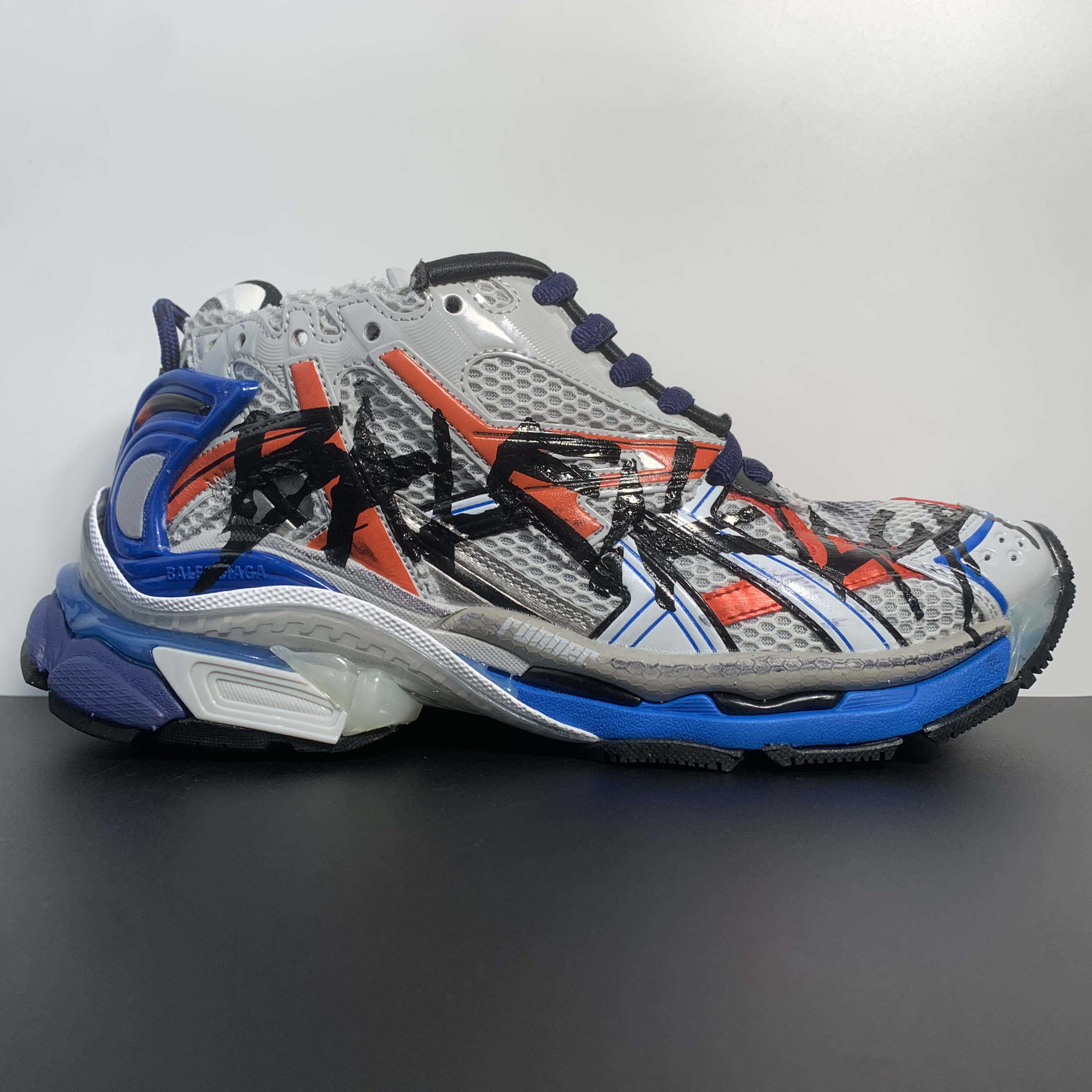 Balenciaga Runner Graffiti Sneaker In Blue - everydesigner