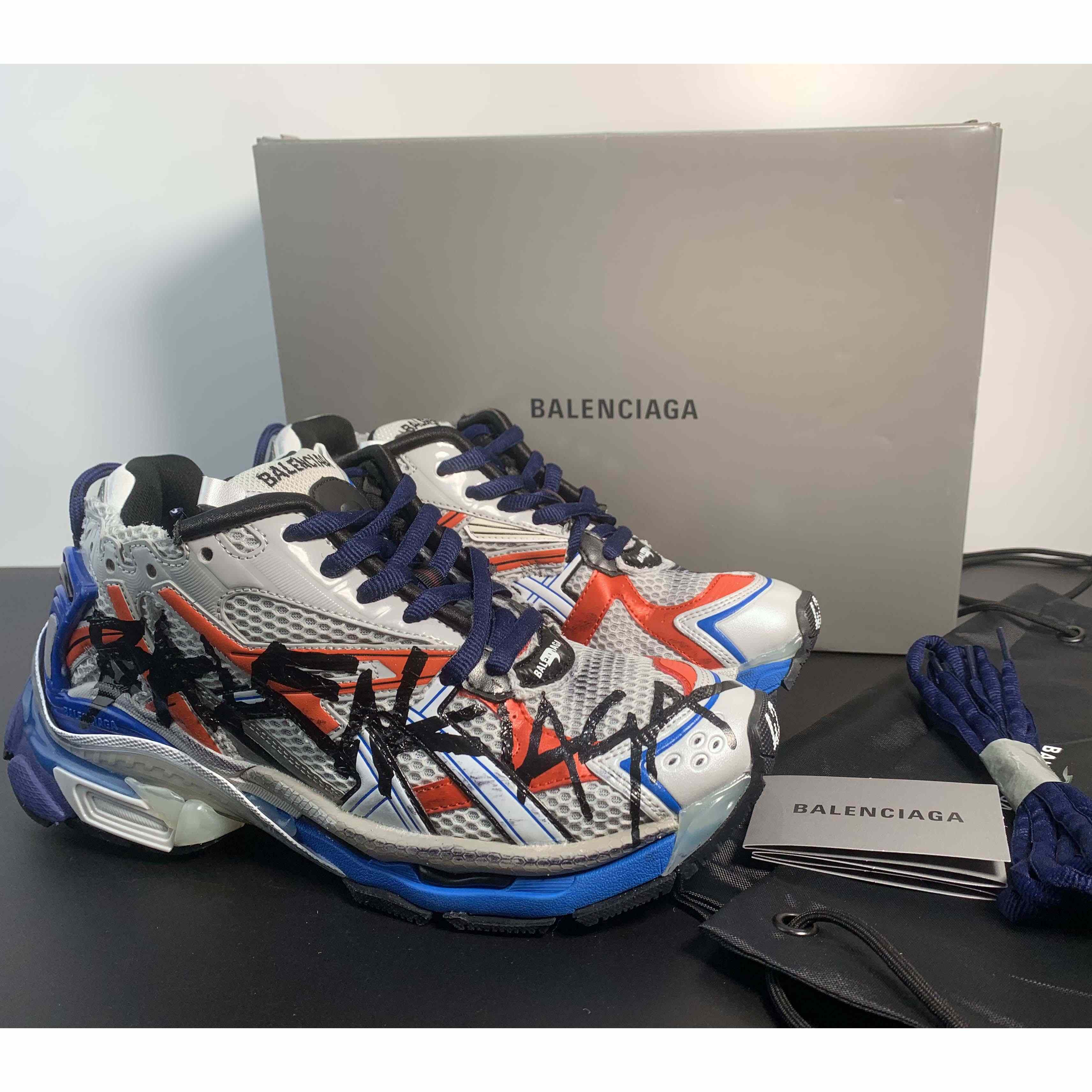 Balenciaga Runner Graffiti Sneaker In Blue - everydesigner