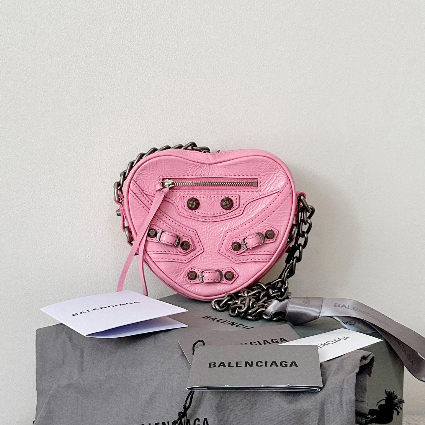 Balenciaga Le Cagole Heart Mini Bag In Pink  (16-12.7-4.5cm) - everydesigner