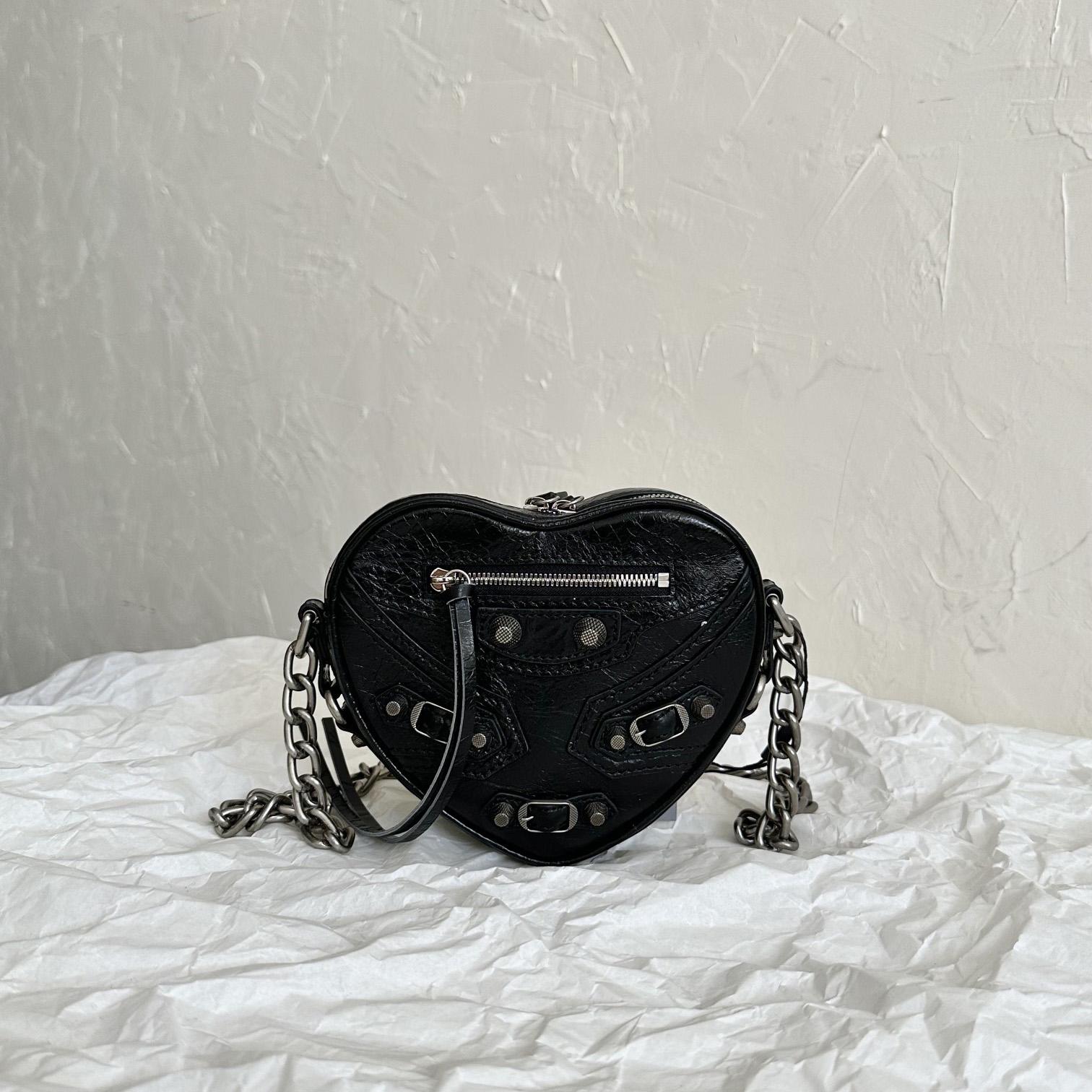 Balenciaga Le Cagole Heart Mini Bag In Black(16-12.7-4.5cm) - everydesigner