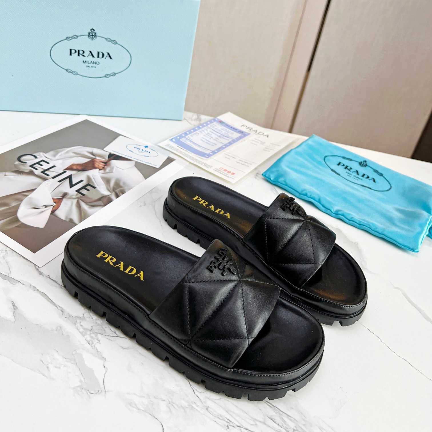 Prada Quilted Nappa Leather Slides - everydesigner