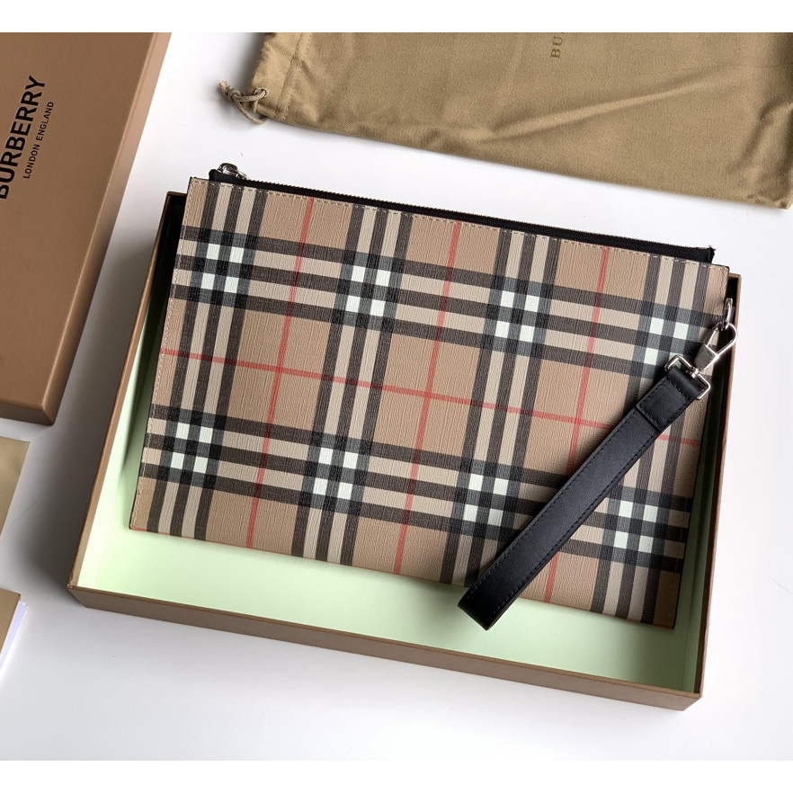 Burberry Vintage Check Canvas Zip Pouch(30cm*19.5cm) - everydesigner