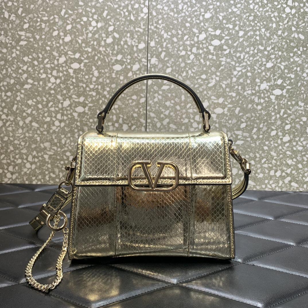 Valenti Small Vsling Metallic Ayers Leather Handbag  - everydesigner