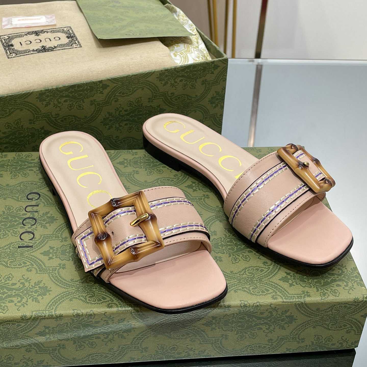 Gucci Women's Slide Sandal With Bamboo Buckle - everydesigner