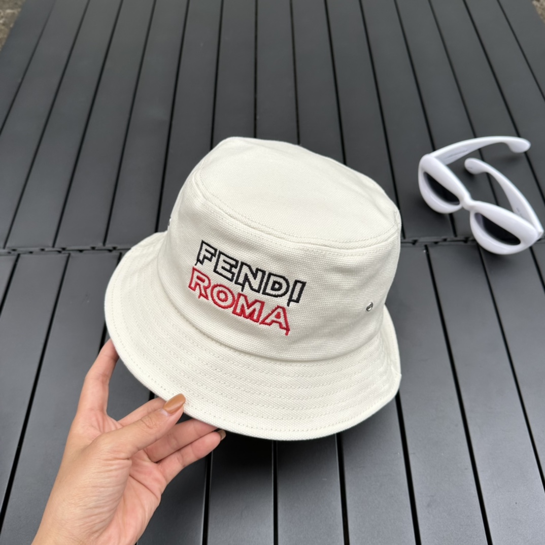 Fendi Lunar New Year Capsule White Fabric Bucket Hat - everydesigner