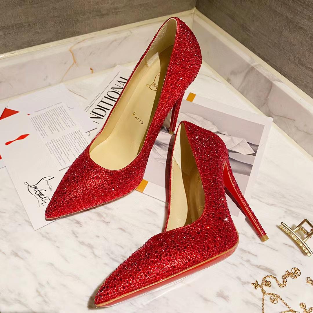 Christian Louboutin Red Leather Strass Degrade So Kate Pumps - everydesigner