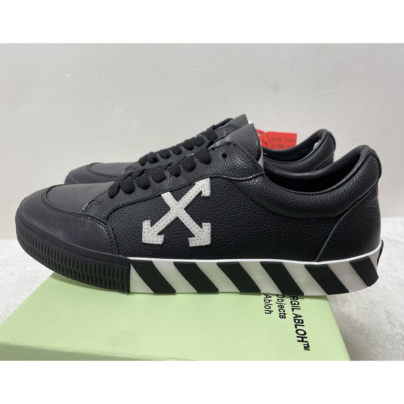 Off White Black Canvas Vulcanized Low Sneakers - everydesigner